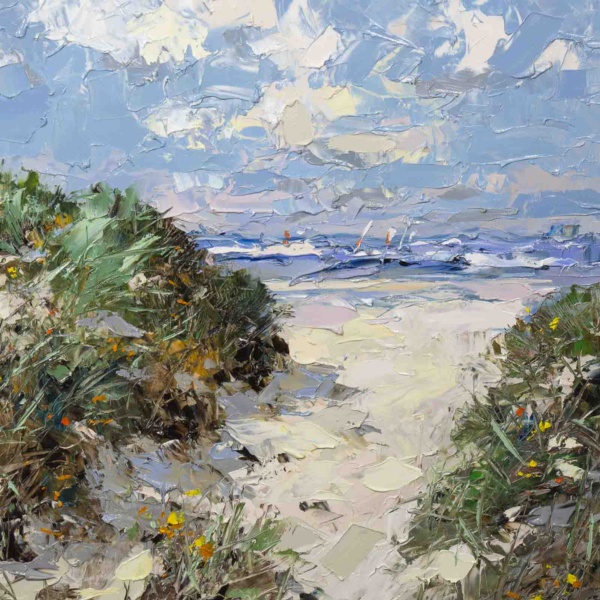 Pink Sands by Frank Getty, original painting, detail