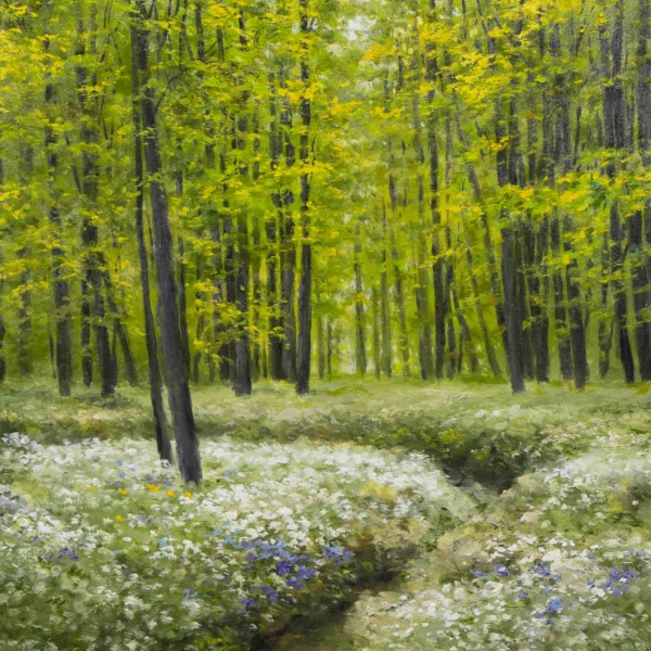 Freshness In The Forest by Gerhard Nesvadba, original painting, detail