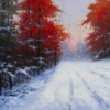 Nieve y Rojos by Miguel Peidro, original painting, detail