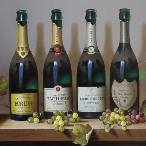 Champagne Medley by Zoltan Preiner, original painting, detail