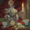 Lemon Tea by Gyula Boros, original painting, detail