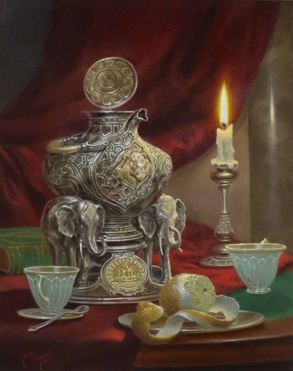 Lemon Tea by Gyula Boros, original painting