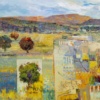 Sun-kissed Hills by Mario Malfer, original painting, detail
