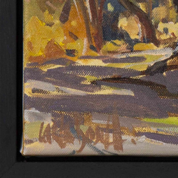 Through The Cottonwoods by Carla Bosch, original painting, detail