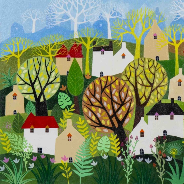 Houses by Sunita Khedekar, original painting, detail