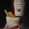 Ketchup and Chips by Neil Carroll, original painting, detail