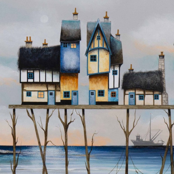 The Distant Trawler (Original) by Gary Walton, original painting, detail