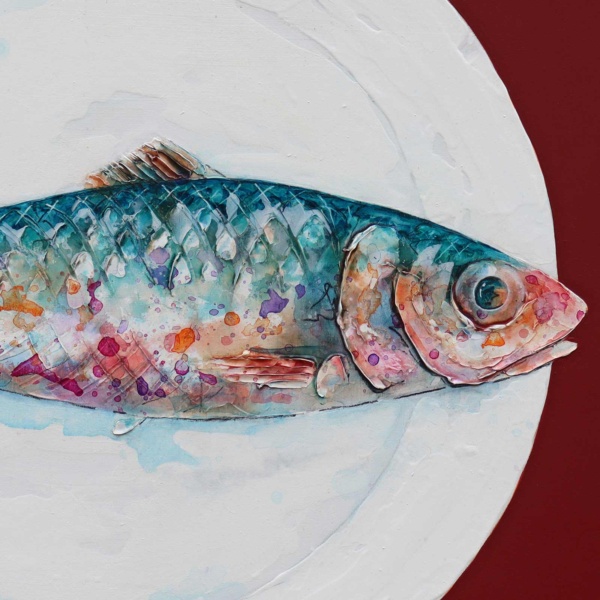 La Sardine (Original) by Giles Ward, original painting, detail