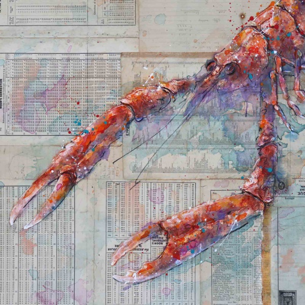 Langoustine Seas (Original) by Giles Ward, original painting, detail
