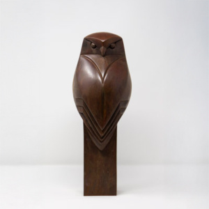 bronze owl sculpture in art deco style by paul harvey