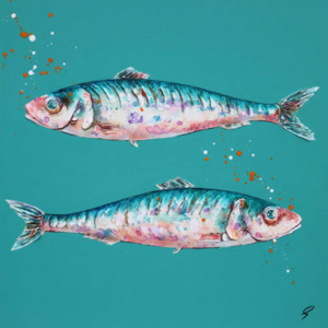 giles ward artist painting of two fish