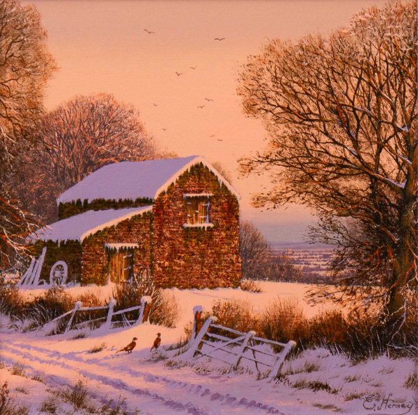Pheasants In The Snow by Edward Hersey, original painting