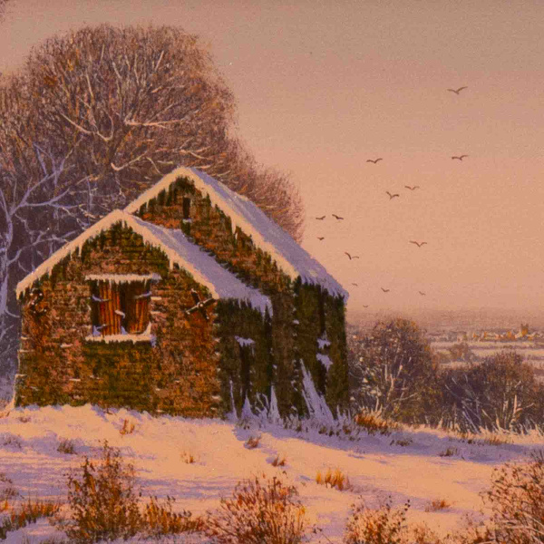 Warm Winter Sunrise by Edward Hersey, original painting, detail