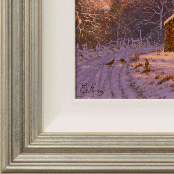 Warm Winter Sunrise by Edward Hersey, original painting, detail