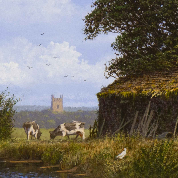 Countryside Life by Edward Hersey, original painting, detail