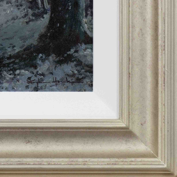 Snowy Hunt by Stephen Hawkins, original painting, detail
