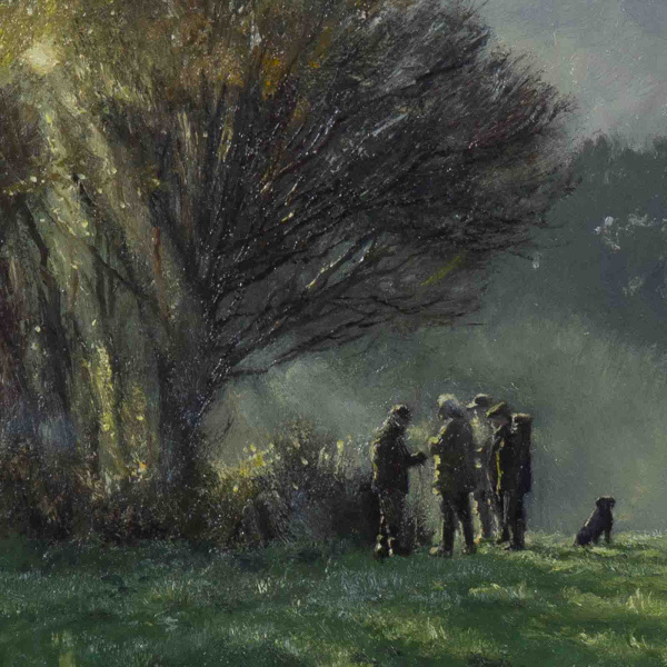 Morning Gathering by Stephen Hawkins, original painting, detail