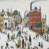 Street Scene after L.S.Lowry by David Henty, original painting, detail