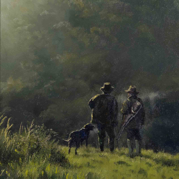 Winter Walks With You by Stephen Hawkins, original painting, detail
