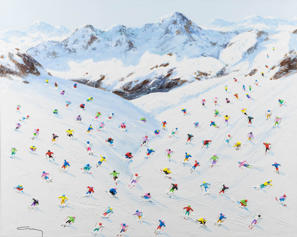Magnificent Ski Run by Antonio Navarro (Casimiro), original painting
