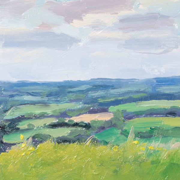 High on the Downs, South Harting by Matthew Cordwell, original painting, detail