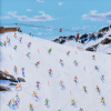 After Lunch We Ski by Paola Cassais, original painting, detail