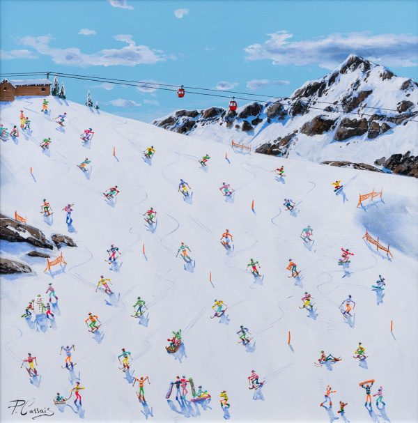 After Lunch We Ski by Paola Cassais, original painting