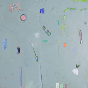 original Mixed Media on Canvas emotive abstract painting featuring negative space and vivid colour contrasting muted grey background by talented Norwegian artist Håven