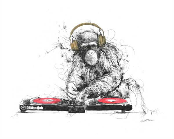 DJ Man Cub II by Scott Tetlow, limited edition print