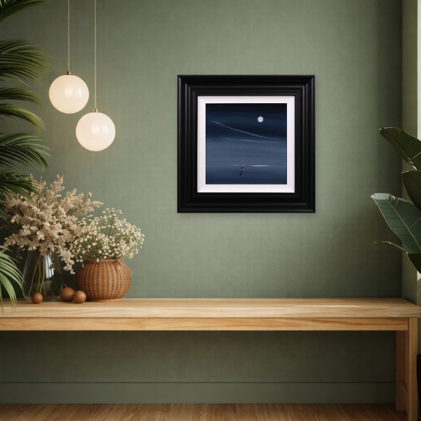 Lover’s Embrace by Jay Nottingham, original painting, in room