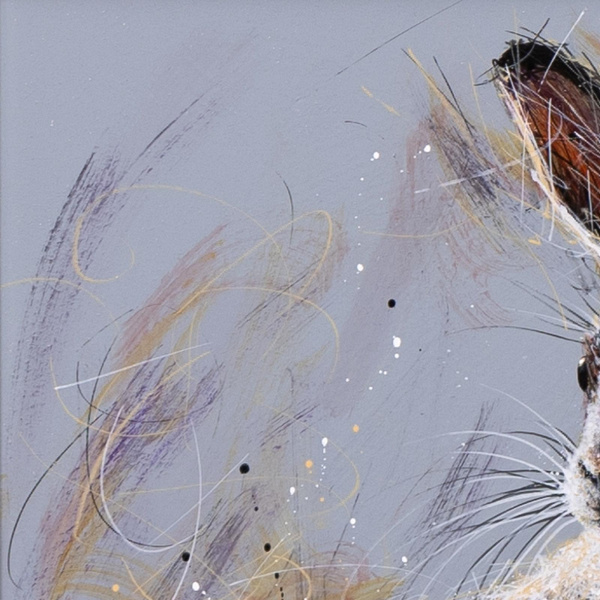 Alert Hare by Ruby Keller, original painting, detail