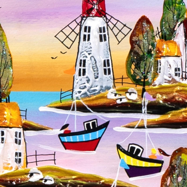 Good Vibes & High Tides by Rozanne Bell, original painting, detail