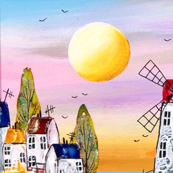 Good Vibes & High Tides by Rozanne Bell, original painting, detail