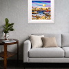 Sandy Toes, Zero Plans by Rozanne Bell, original painting, in room