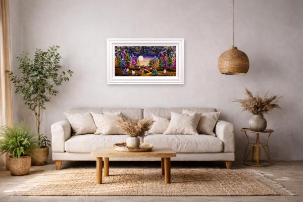 Everything Looks Better Right Now by Rozanne Bell, original painting, in room