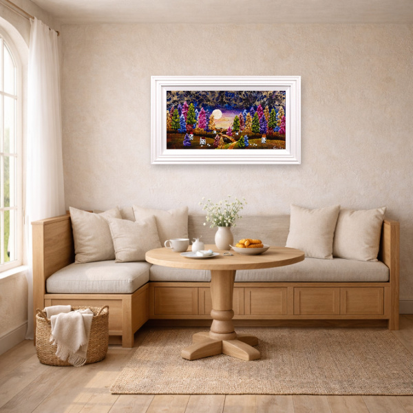 Everything Looks Better Right Now by Rozanne Bell, original painting, in room