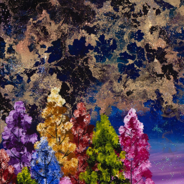 Rolling Hills, Big Thrills by Rozanne Bell, original painting, detail