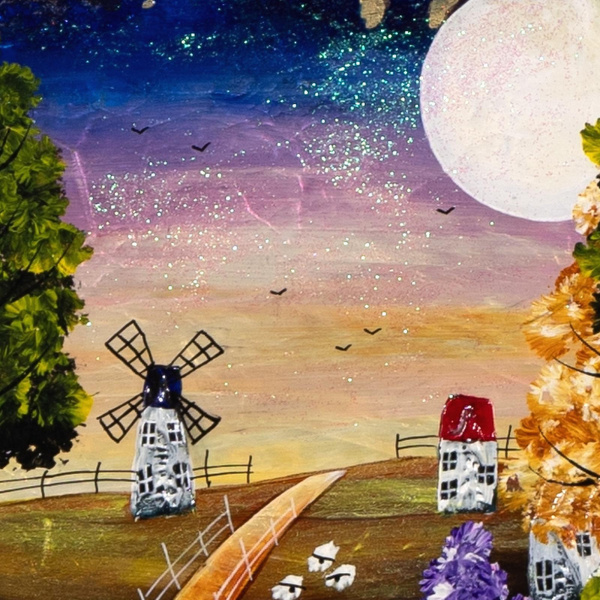Moonlight Mystery by Rozanne Bell, original painting, detail