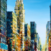 Rush Hour Reverie, NYC by Simon Wright, original painting, detail