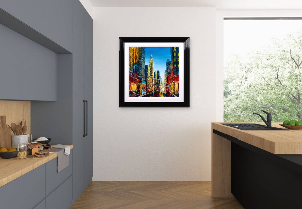 Rush Hour Reverie, NYC by Simon Wright, original painting, in room