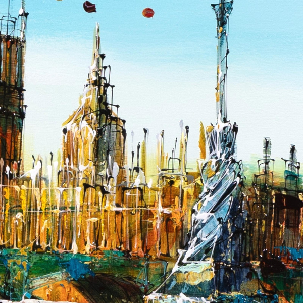 London Life by Simon Wright, original painting, detail