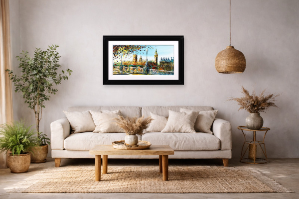 London Life by Simon Wright, original painting, in room