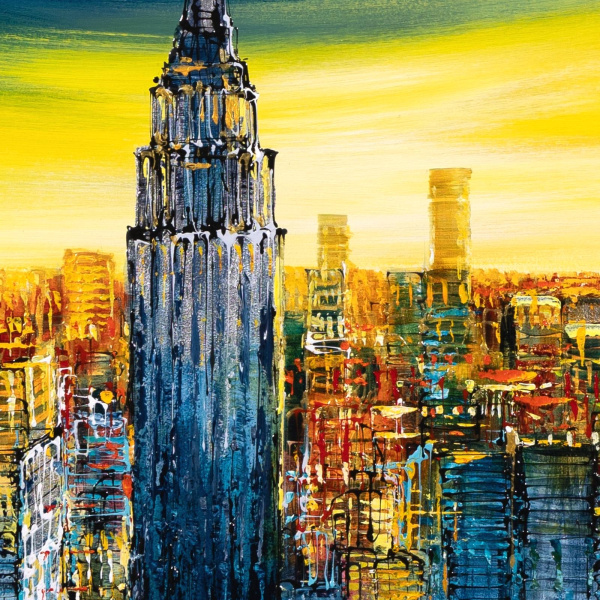 City of Light, New York by Simon Wright, original painting, detail