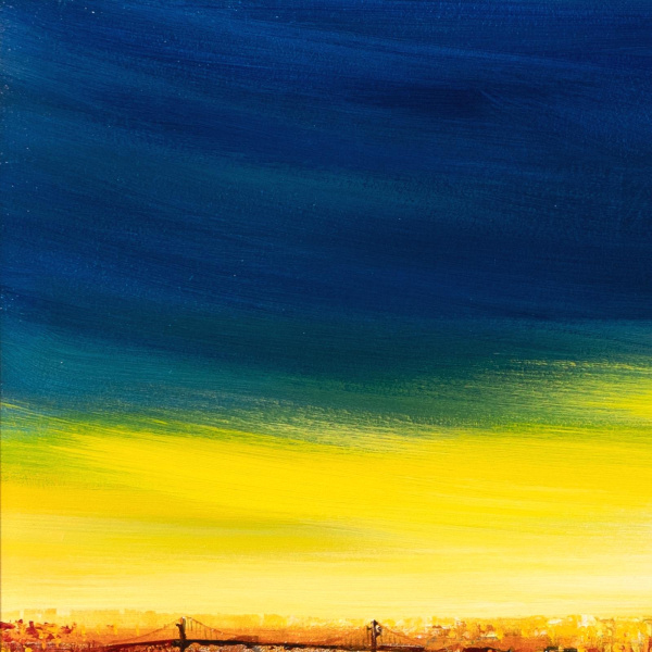 City of Light, New York by Simon Wright, original painting, detail