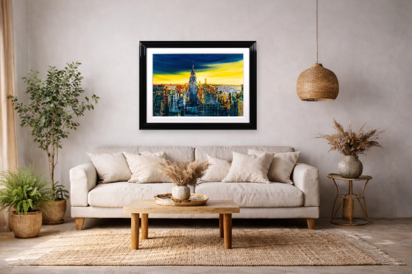 City of Light, New York by Simon Wright, original painting, in room