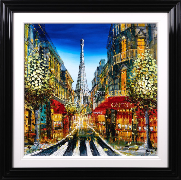 Paris Café Lights by Simon Wright, original painting