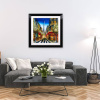 Paris Café Lights by Simon Wright, original painting, in room
