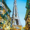 Eiffel Tower at Dusk by Simon Wright, original painting, detail