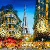 Eiffel Tower at Dusk by Simon Wright, original painting