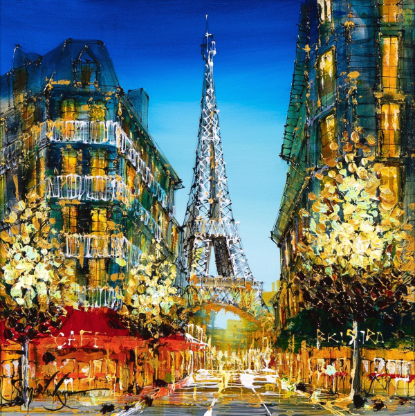 Eiffel Tower at Dusk by Simon Wright, original painting